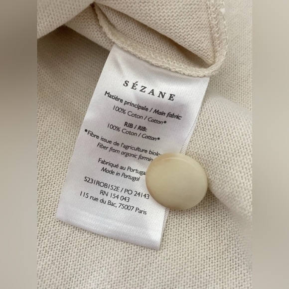 Sezane EMY Dress Cream Size L Organic Cotton NWT - Picture 8 of 10